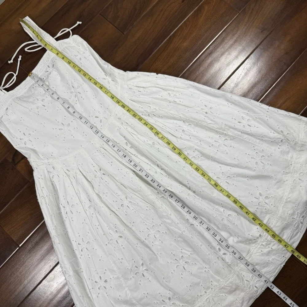 Free People Women's Size Medium White Sleeveless Primavera‎ Eyelet Midi Dress